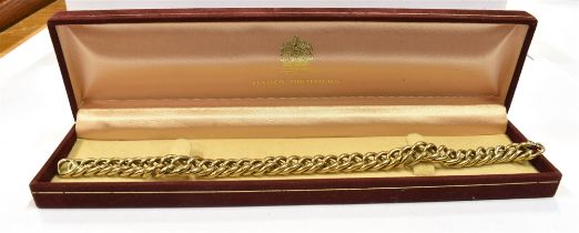 HARDY BROS 9CT GOLD CURB LINK BRACELET 23cm long, 9.7mm wide hollow curb link bracelet by Hardy