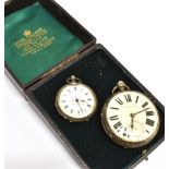 ANTIQUE SILVER POCKET WATCHES Two open face sterling silver pocket watches with white enamel dials