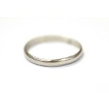 PLATINUM WEDDING BAND 2.4mm wide plain band, ring size P. Stamped PLATINUM. Weight 1.9 grams