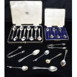 ASSORTED STERLING SILVER SPOONS To include two cased sets of teaspoons and various assorted