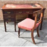 AN EDWARDS & ROBERTS MAHOGANY TWIN PEDESTAL DESK with gilt tooled red leather inset top, an