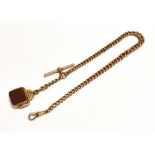 ANTIQUE 9CT ALBERT CHAIN & SWIVEL FOB 9ct rose gold, graduated solid curb link Albert chain, each