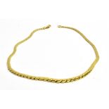 18CT GOLD CHAIN NECKLACE 41cm long, herringbone link chain, with parrot clasp, stamped 750 RJC.