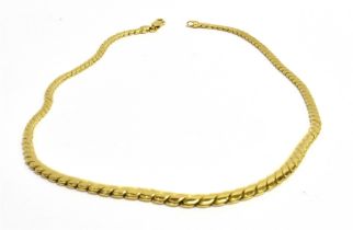 18CT GOLD CHAIN NECKLACE 41cm long, herringbone link chain, with parrot clasp, stamped 750 RJC.