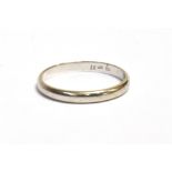 18CT WHITE GOLD PLAIN BAND 2.6mm wide, ring size R 1/2. Stamped 750 18K. Weight 2.7 grams