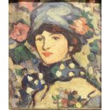 SCOTTISH COLOURIST SCHOOL, EARLY 20TH CENTURY Portrait of a lady in a hat and scarf, oil on canvas