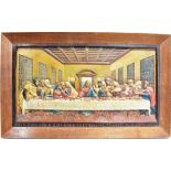 A VICTORIAN COALBROOKDALE CAST METAL WALL PLAQUE depicting the Last Supper, later painted and held