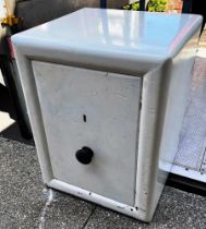 A RECTANGULAR CREAM PAINTED METAL SAFE height 64cm, width 48cm, depth 46cm