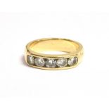 14CT GOLD & DIAMOND ETERNITY RING 4.6mm wide channel set head with five round brilliant cut