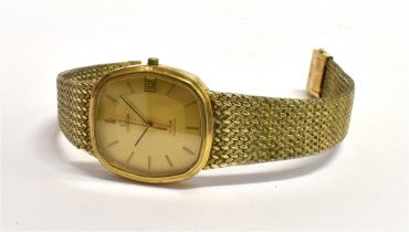 OMEGA DE VILLE QUARTZ WRISTWATCH Rolled gold cushion shaped case, 31.4mm wide, gold coloured dial,