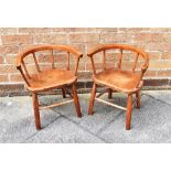 A PAIR OF VICTORIAN CHILDREN'S CHAIRS the hoop backs with spindle supports, the four splayed legs