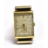 LADIES LONGINES WATCH 10K gold filled rectangular case, approx 2.7 x 2.0mm, champagne coloured