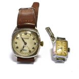 TWO VINTAGE ROTARY WATCHES Gents 29.2mm diameter barrel shaped case, with sub-dial at 6pm, blued