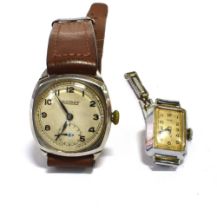 TWO VINTAGE ROTARY WATCHES Gents 29.2mm diameter barrel shaped case, with sub-dial at 6pm, blued