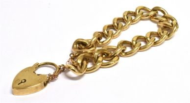 9CT GOLD CURB LINK BRACELET 18cm long, 11.7mm wide, individually stamped 9.375, filed curb links,