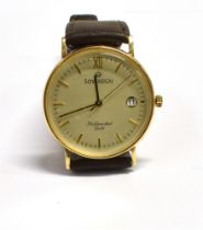 9CT GOLD GENTS SOVEREIGN WRISTWATCH 31.3mm round, 9ct gold case, 375 Birmingham import mark,