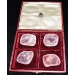 ROSE QUARTZ DISHES BY ASPREYS A fine set of four polished rose quartz small dishes, approx 6.0 x 4.