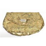 SILK PURSE WITH LAVENDER JADE CLASP An antique Chinese silk purse with a floral and foliate carved
