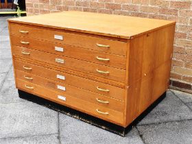 A SIX-DRAWER PLAN CHEST 129cm wide 91cm deep 80cm high