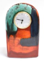 A POOLE POTTERY GEMSTONE PATTERN MANTLE CLOCK With a maker's label to base 'hand painted in Poole
