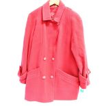 A LADIES RED COAT by Michael Beaudouin, size 20 and another similar red wool coat (2)