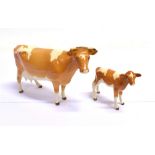 BESWICK CATTLE Guernsey cow & calf (2)