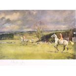 AFTER LIONEL EDWARDS Hunt Scene, 1928, colour print, singed in pencil and with vignette on the