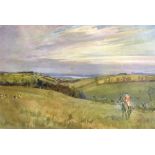 AFTER LIONEL EDWARDS 'The Cattistock, Corscombe Down', colour print, titled on the mount,