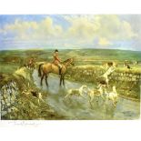 AFTER LIONEL EDWARDS The Four Burrow Hunt, 1956, colour print, singed in pencil on the mount, 31.5 x