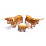 BESWICK CATTLE HIGHLAND FAMILY comprising bull; cow & calf (3)