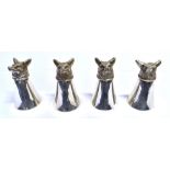 A SET OF FOUR PLATED FOX HEAD STIRRUP CUPS height 8.5cm (4)