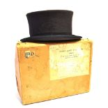 COACHMAN'S TOP HAT in grey mole skin by Lock of London, in original cardboard box