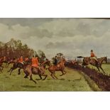 AFTER SIR ALFRED MUNNINGS (1878-1959) 'The Belvoir hounds exercising in the park', colour print,
