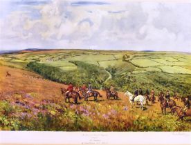 AFTER LIONEL EDWARDS 'The Devon and Somerset Staghounds, coming out of The Danesbrook', colour