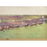 CECIL ALDIN (1870-1935) 'The Epsom Derby - The 'Finish'', coloured lithograph, signed in pencil with