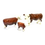BESWICK CATTLE HEREFORD FAMILY comprising bull; cow & calf (3)