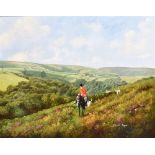 DONALD AYRES 'Hunting morning on Exmoor. The Devon & Somerset', oil on panel, titled verso, signed