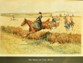 AFTER LIONEL EDWARDS (ENGLISH, 1878-1966) 'The belle of the hunt', colour print, 43.5cm x 58.5cm (