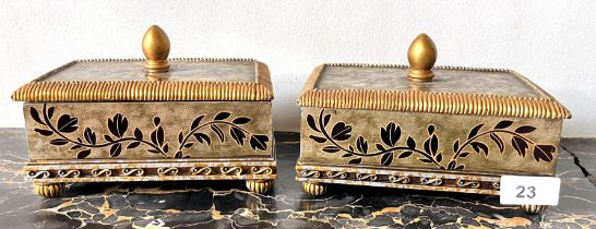 TWO LIDDED TRINKET BOXES