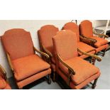 SIX ARMCHAIRS WITH ORANGE COVERS