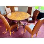 CIRCULAR TABLE AND SIX HIGH BACK CHAIRS