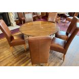 CIRCULAR TABLE AND SIX HIGH BACK CHAIRS