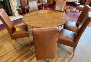 CIRCULAR TABLE AND SIX HIGH BACK CHAIRS