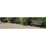 THREE BLACK GARDEN BENCHES