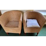 TWO RATTAN STYLE ARMCHAIRS