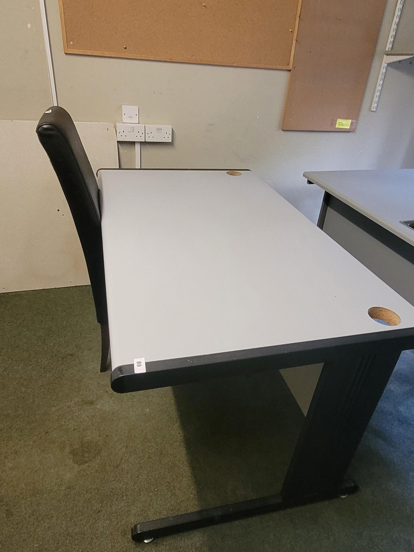 DESK, BLACK CHAIR