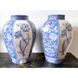 TWO SPODE BLUE AND WHITE VASES