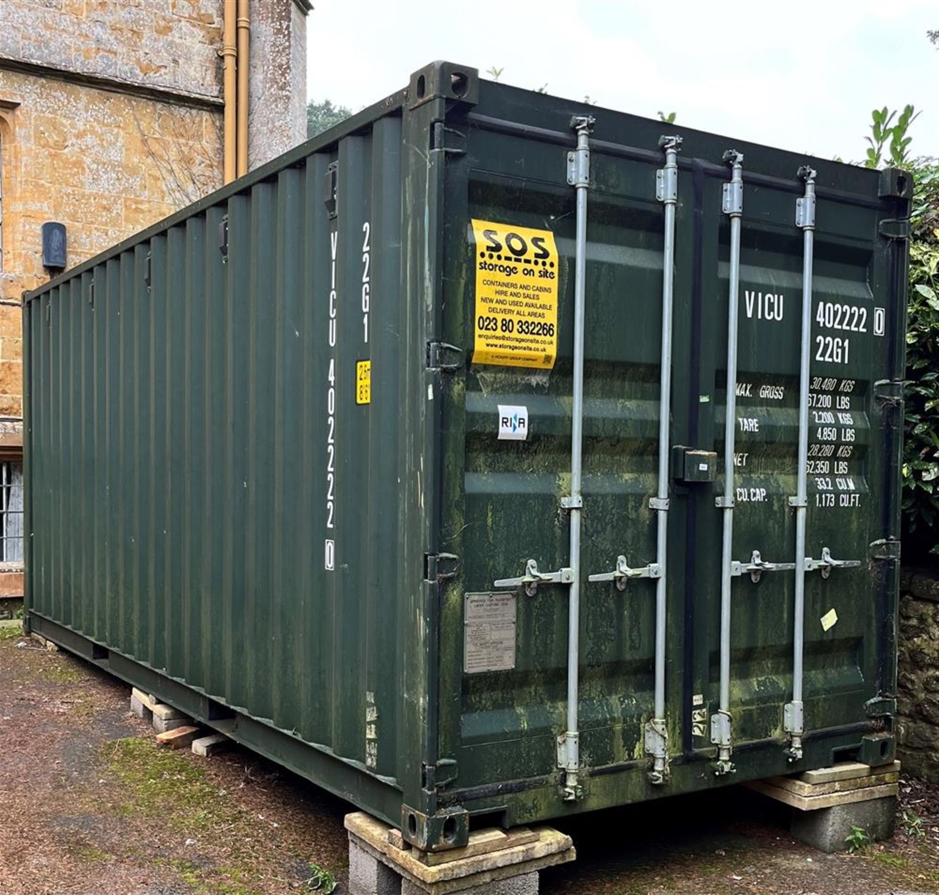 ONE LARGE SHIPPING CONTAINER 30,480kgs 67,200lbs 1,173cubic feet