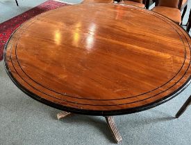 A VICTORIAN CIRCULAR BREAKFAST TABLE the mahogany tilt top raised on a pedestal of urn shaped