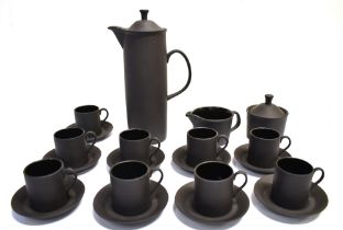 A WEDGWOOD BLACK BASALT COFFEE SERVICE designed by Walter Robert Minkin, circa 1963, comprising